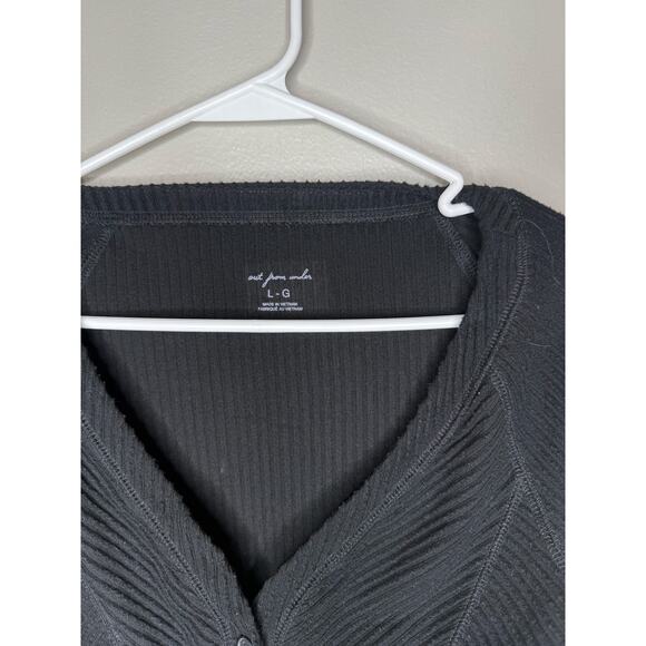 Out From Under Ribbed Cropped Cardigan Top Black Long Sleeve Size L/G - Picture 4 of 5
